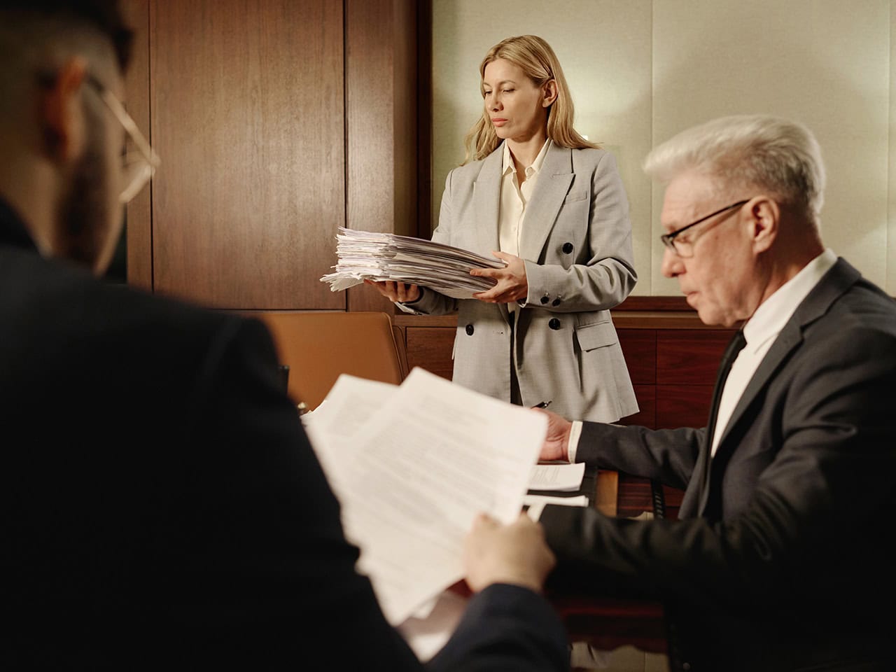 lawyers working in a courtroom