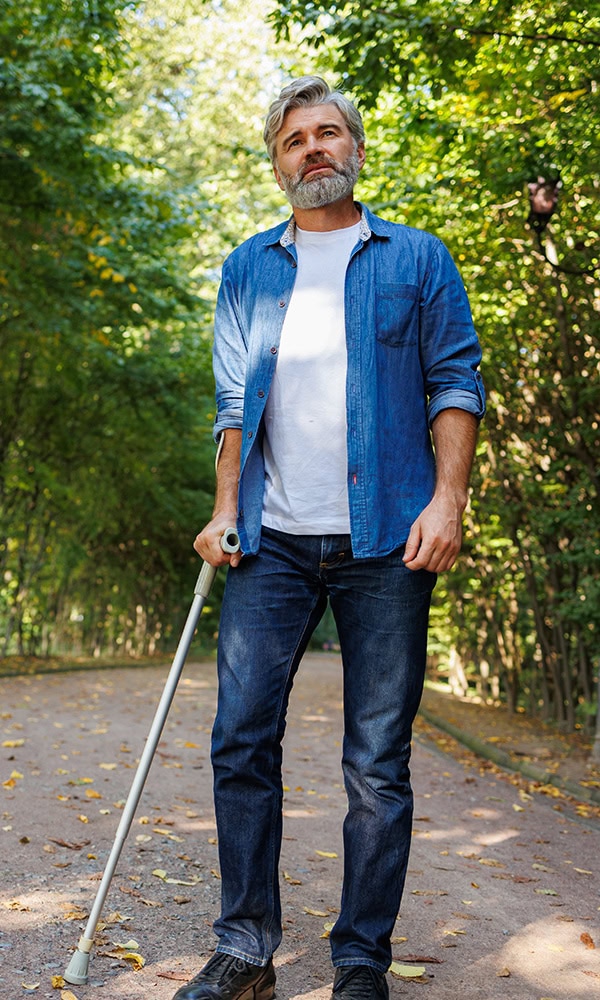 man with cane