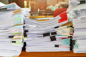 stacks of paperwork