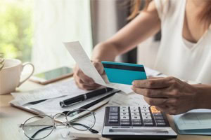 woman paying bills