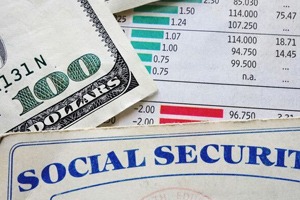 social security forms, social security card and money