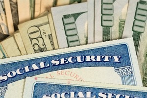 Social Security card and money